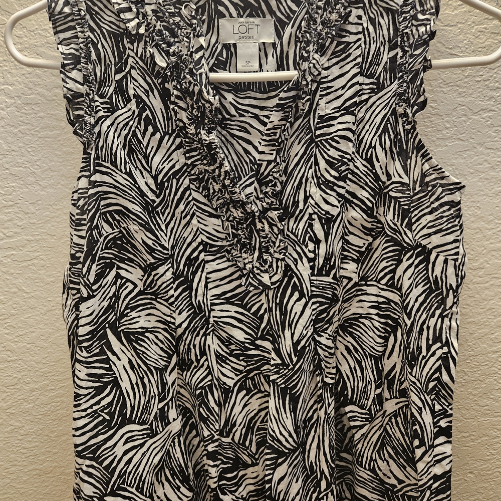 LOFT Zebra Print Ruffle Blouse